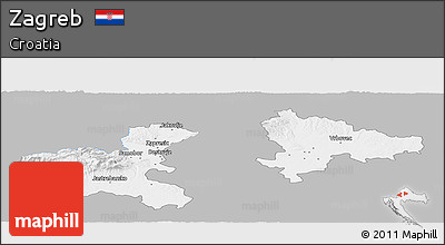 Gray Panoramic Map of Zagreb, single color outside