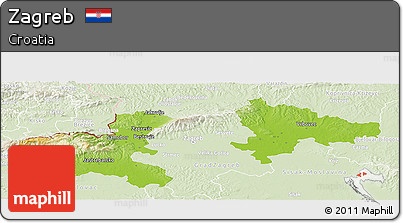 Physical Panoramic Map of Zagreb, lighten