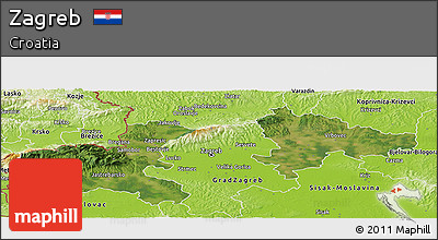 Satellite Panoramic Map of Zagreb, physical outside