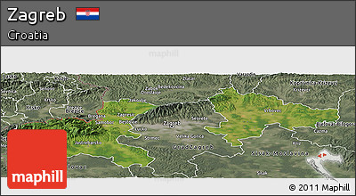 Satellite Panoramic Map of Zagreb, semi-desaturated