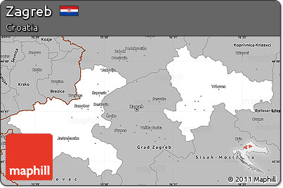 Gray Simple Map of Zagreb