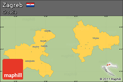 Savanna Style Simple Map of Zagreb, single color outside