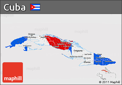 Flag 3D Map of Cuba, flag aligned to the middle