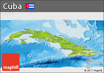 Physical 3D Map of Cuba, lighten, desaturated, land only