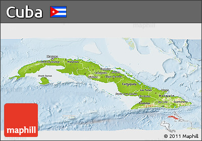 Physical 3D Map of Cuba, lighten