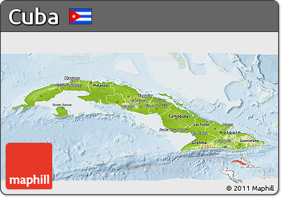 Physical 3D Map of Cuba, lighten