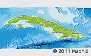 Physical 3D Map of Cuba, political outside