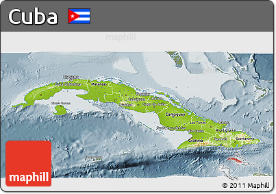Physical 3D Map of Cuba, semi-desaturated