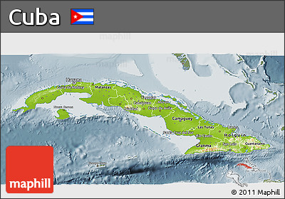 Physical 3D Map of Cuba, semi-desaturated