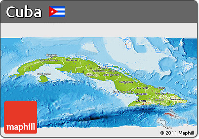 Physical 3D Map of Cuba, single color outside, bathymetry sea, shaded relief sea