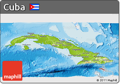 Physical 3D Map of Cuba, single color outside