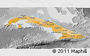 Political Shades 3D Map of Cuba, desaturated