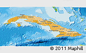 Political Shades 3D Map of Cuba, physical outside