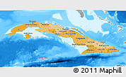 Political Shades 3D Map of Cuba, semi-desaturated, land only