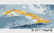 Political Shades 3D Map of Cuba, semi-desaturated