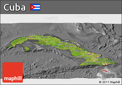 Satellite 3D Map of Cuba, desaturated