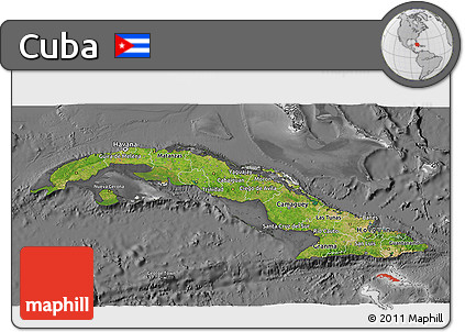 Satellite 3D Map of Cuba, desaturated