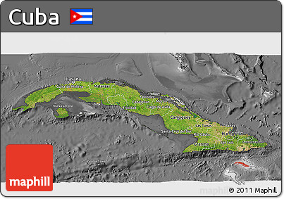 Satellite 3D Map of Cuba, desaturated