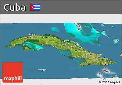 Satellite 3D Map of Cuba, lighten, land only