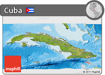 Satellite 3D Map of Cuba, physical outside
