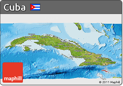 Satellite 3D Map of Cuba, physical outside