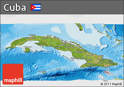 Satellite 3D Map of Cuba, physical outside