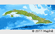 Satellite 3D Map of Cuba, single color outside, bathymetry sea