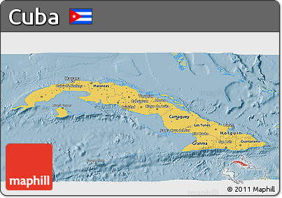 Savanna Style 3D Map of Cuba