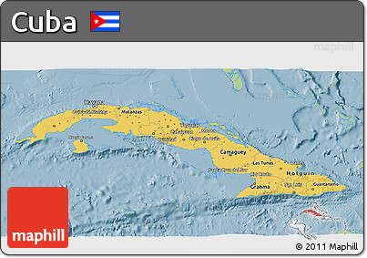 Savanna Style 3D Map of Cuba, single color outside