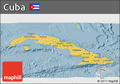 Savanna Style 3D Map of Cuba, single color outside