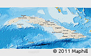 Shaded Relief 3D Map of Cuba, political shades outside