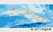 Shaded Relief 3D Map of Cuba, single color outside, bathymetry sea, shaded relief sea