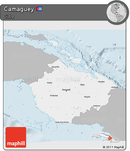 Gray 3D Map of Camaguey, single color outside