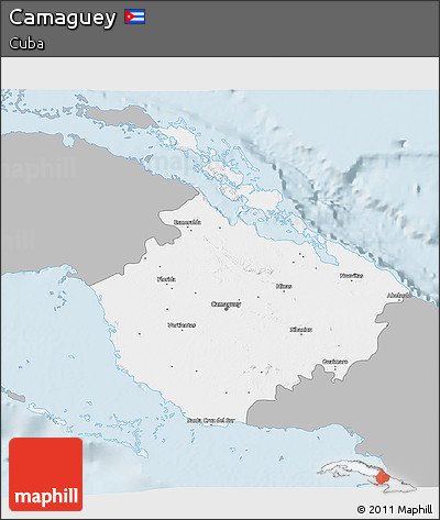 Gray 3D Map of Camaguey, single color outside