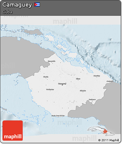 Gray 3D Map of Camaguey, single color outside