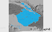 Political 3D Map of Camaguey, darken, desaturated