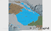 Political 3D Map of Camaguey, darken, semi-desaturated