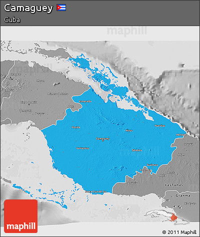Political 3D Map of Camaguey, desaturated