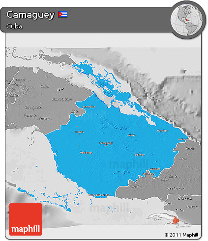 Political 3D Map of Camaguey, desaturated