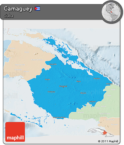Political 3D Map of Camaguey, lighten
