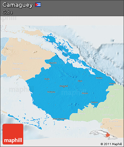 Political 3D Map of Camaguey, lighten