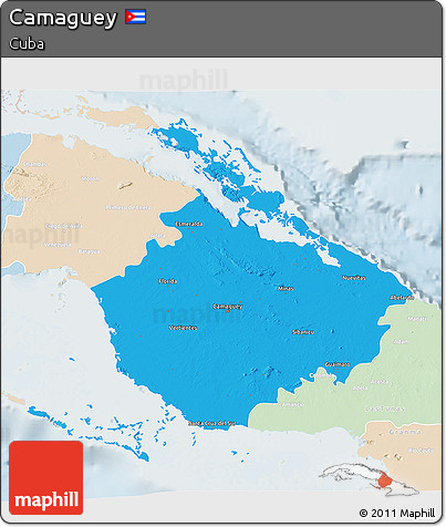 Political 3D Map of Camaguey, lighten