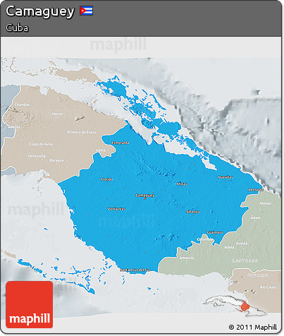 Political 3D Map of Camaguey, lighten, semi-desaturated