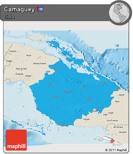 Political 3D Map of Camaguey, shaded relief outside