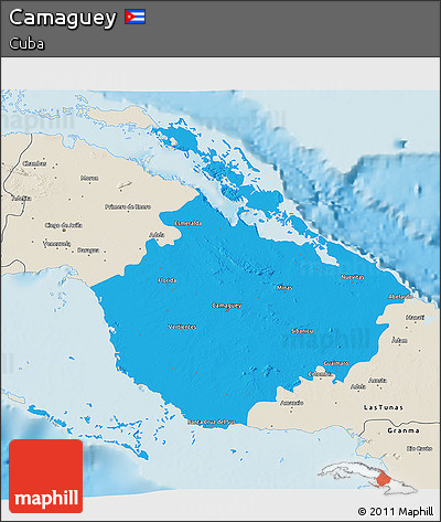 Political 3D Map of Camaguey, shaded relief outside