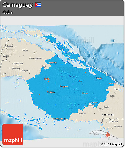 Political 3D Map of Camaguey, shaded relief outside