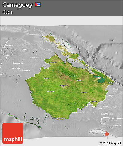 Satellite 3D Map of Camaguey, lighten, desaturated