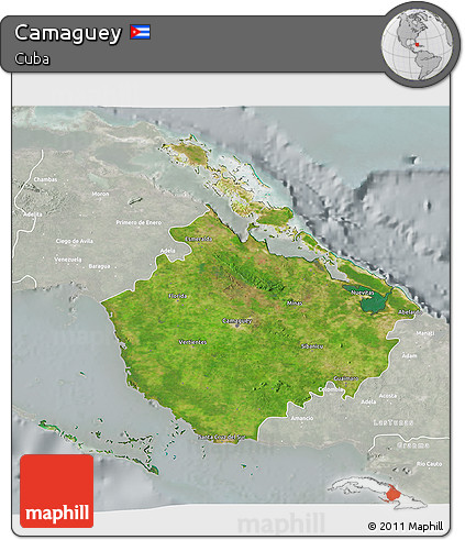Satellite 3D Map of Camaguey, lighten, semi-desaturated