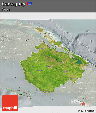 Satellite 3D Map of Camaguey, lighten, semi-desaturated