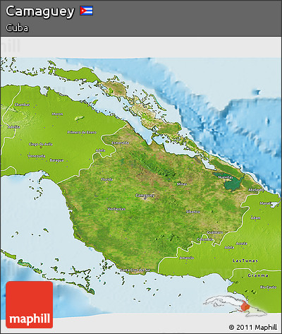 Satellite 3D Map of Camaguey, physical outside